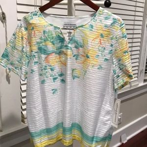 Alfred Dunner Women Floral Blouse Size L Petite